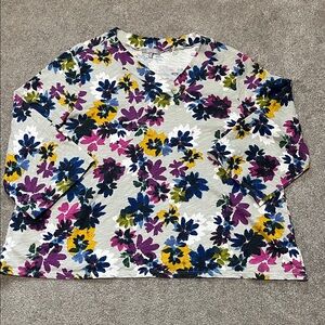 Habitat Clothes To Live In Floral Shirt Made in Peru Cotton 3/4 Length Sleeve XL